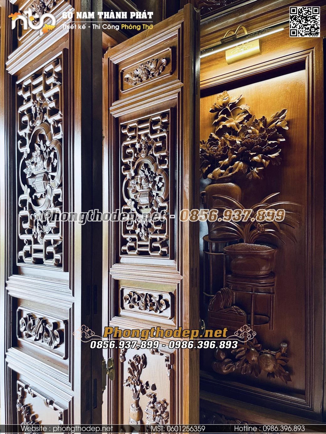 Hoa văn trên bộ cửa bức bàn nhà gỗ